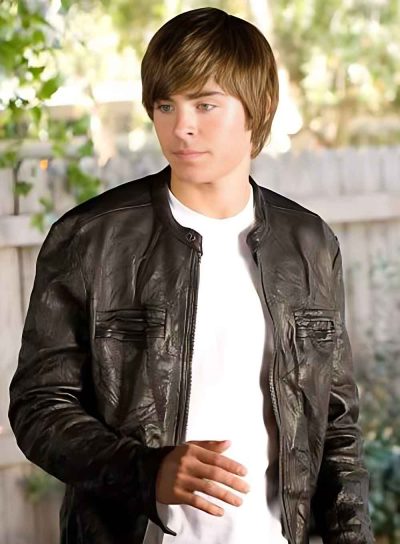 Stylish leather jacket replicating Zac Efron's look as Mike