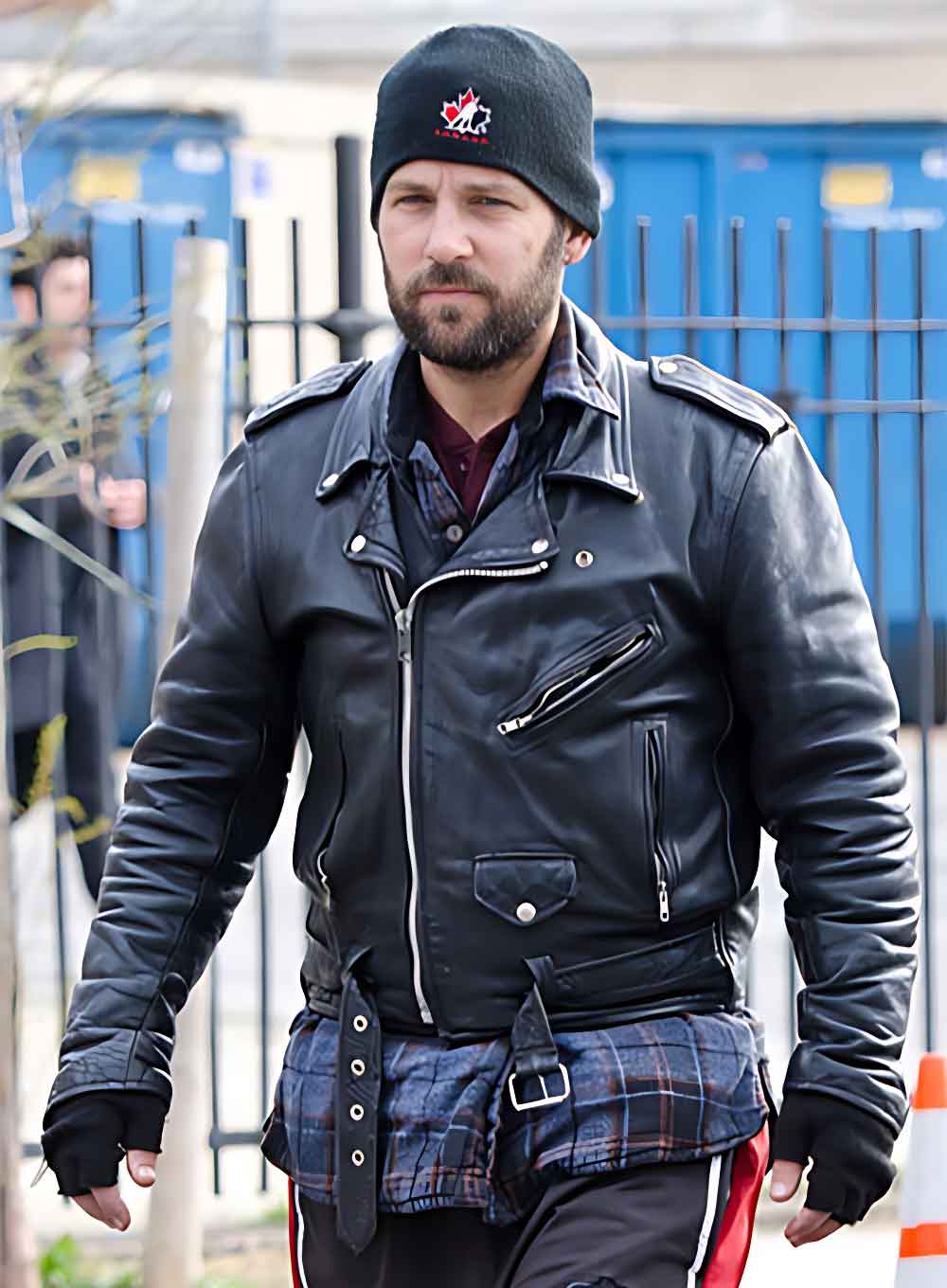 Biker Jacket Inspired by Paul Rudd in All Is Bright - Real Leather and Soft Viscose Lining