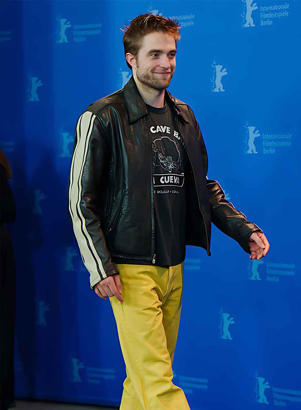 Robert Pattinson Leather Jacket - Front view of sleek black jacket by Jacket Empire