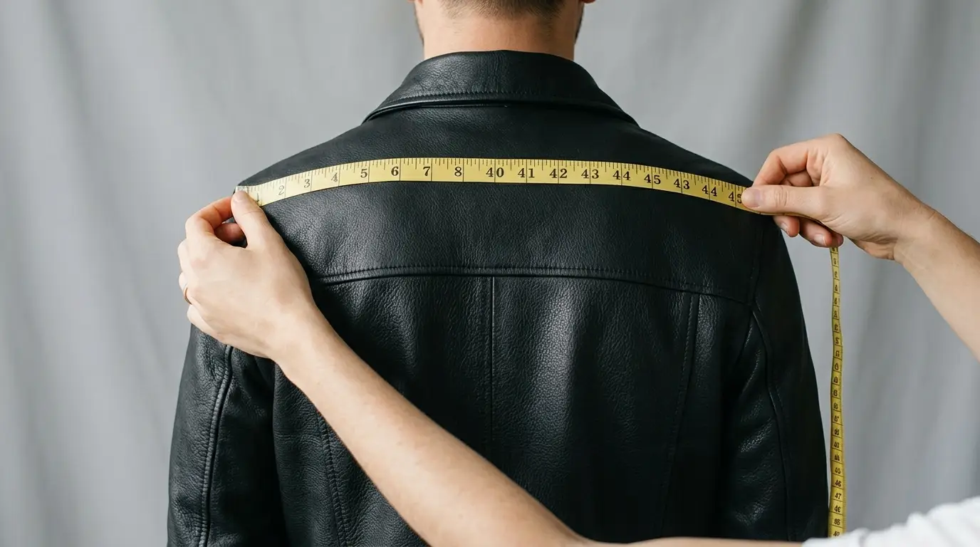 How to measure shoulder width and sleeve length for a leather jacket