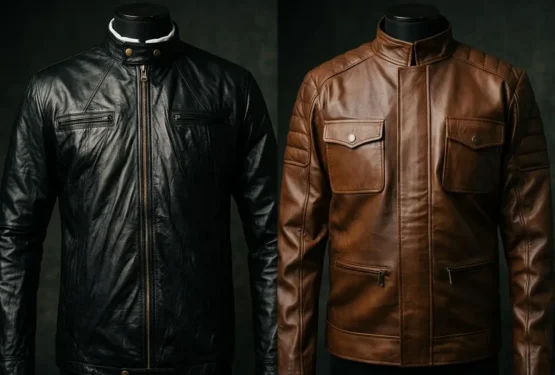 17 Again soft black and Boss Level rugged leather jackets compared