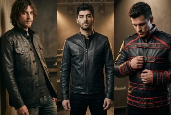 Rockstar leather jackets: brown, studded black and modern biker styles