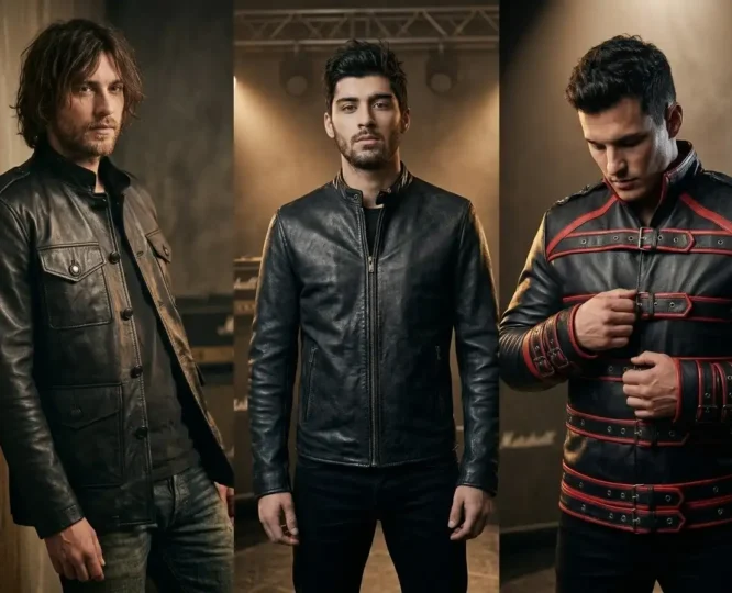 Rockstar leather jackets: brown, studded black and modern biker styles