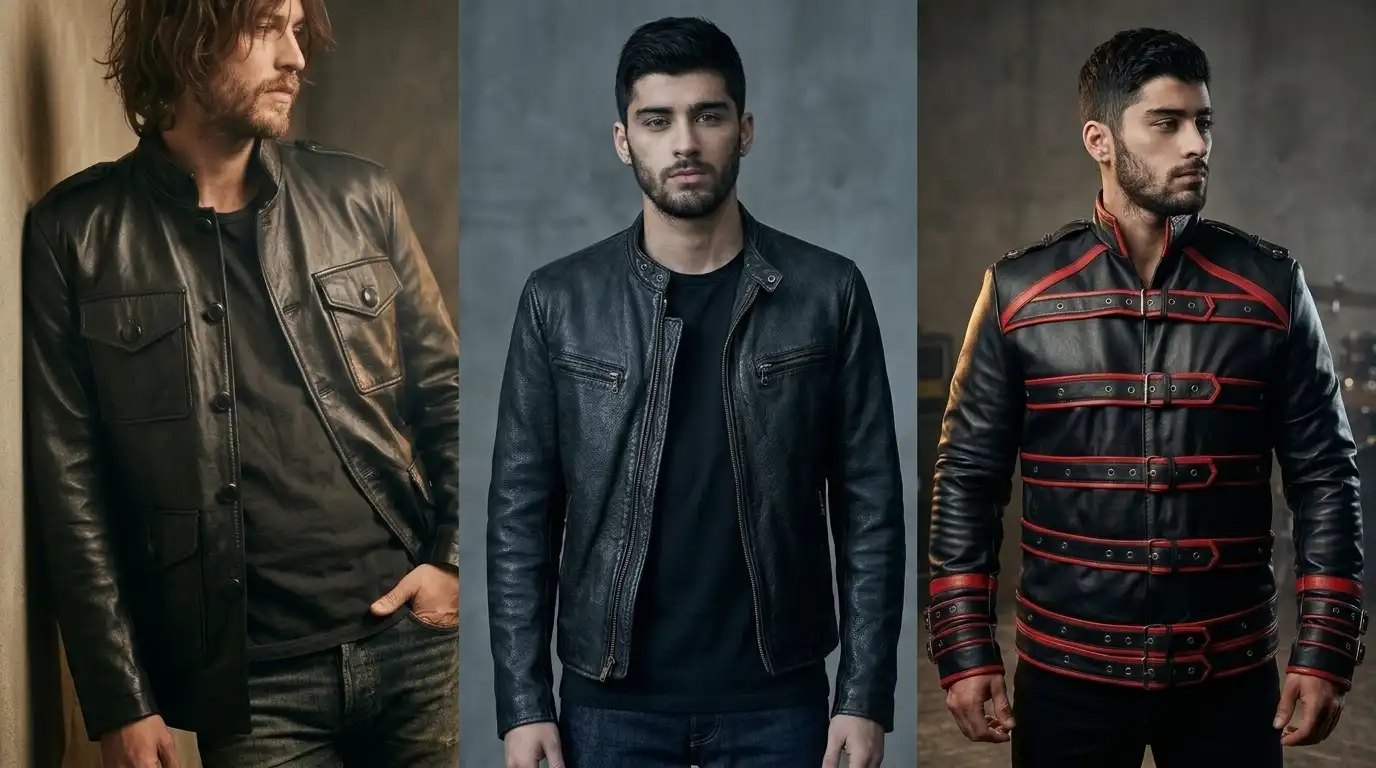 Rockstar leather jackets: brown, studded black and modern biker styles