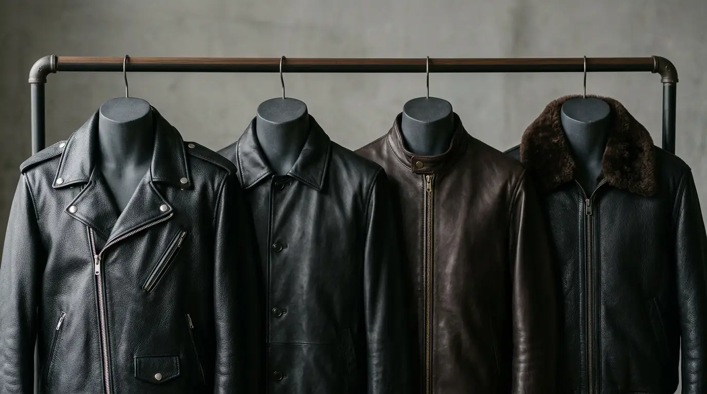 Leather jacket collar styles compared: lapel, shirt, stand and fur